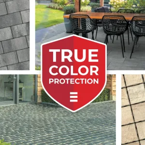 Специальный слой TRUE COLOR защищает брусчатку от выгорания на солнце, воздействия солей и загрязнений.