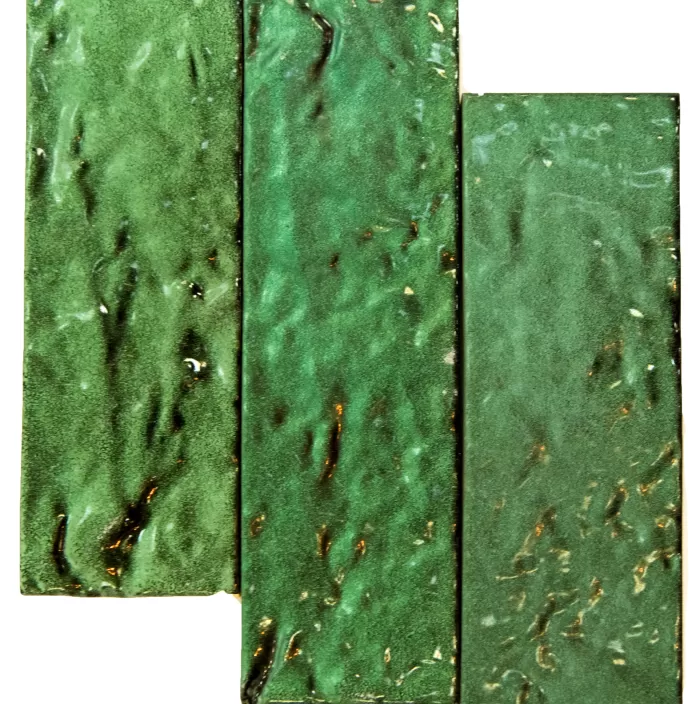 Плитка в глазури рифлёная зелёная